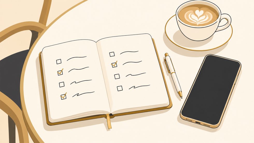 チャットレディの面接で確認することを書き出したメモとスマホ