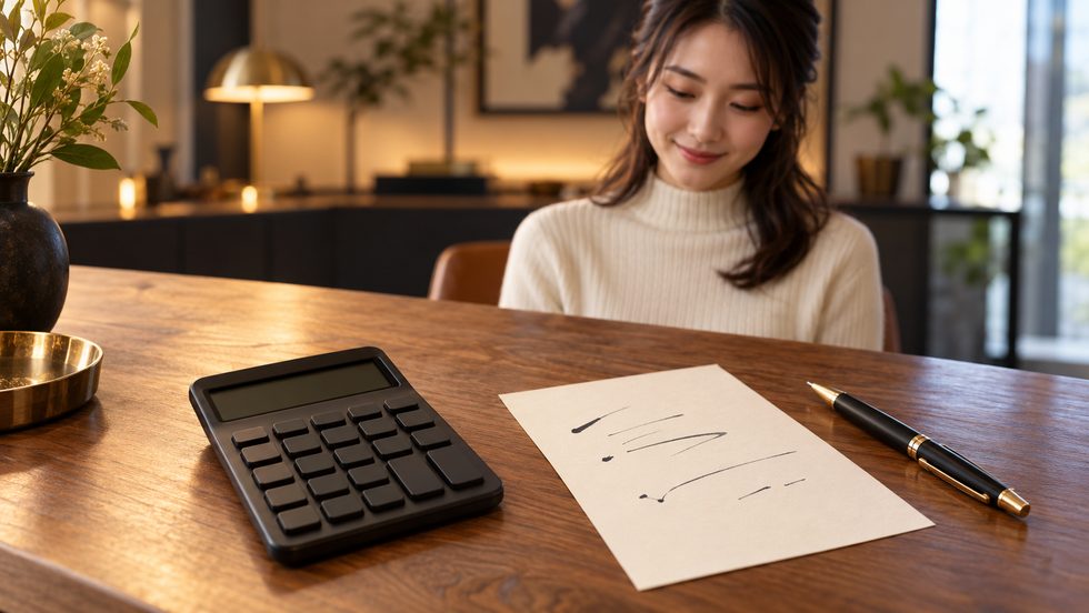 チャットレディの報酬を1分の単価から計算するメモと電卓